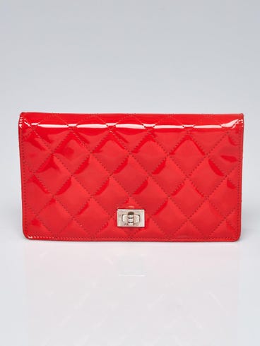 Chanel Orange Quilted Patent Leather Reissue L Yen Wallet