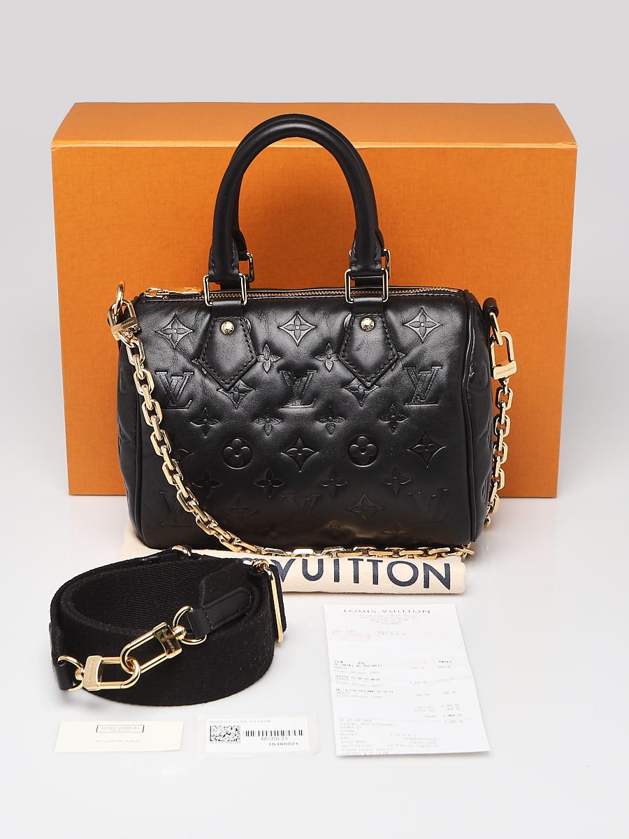 Louis Vuitton Speedy Bandouliere 22 Black Gold Chain Handle Crossbody Bag  M58631
