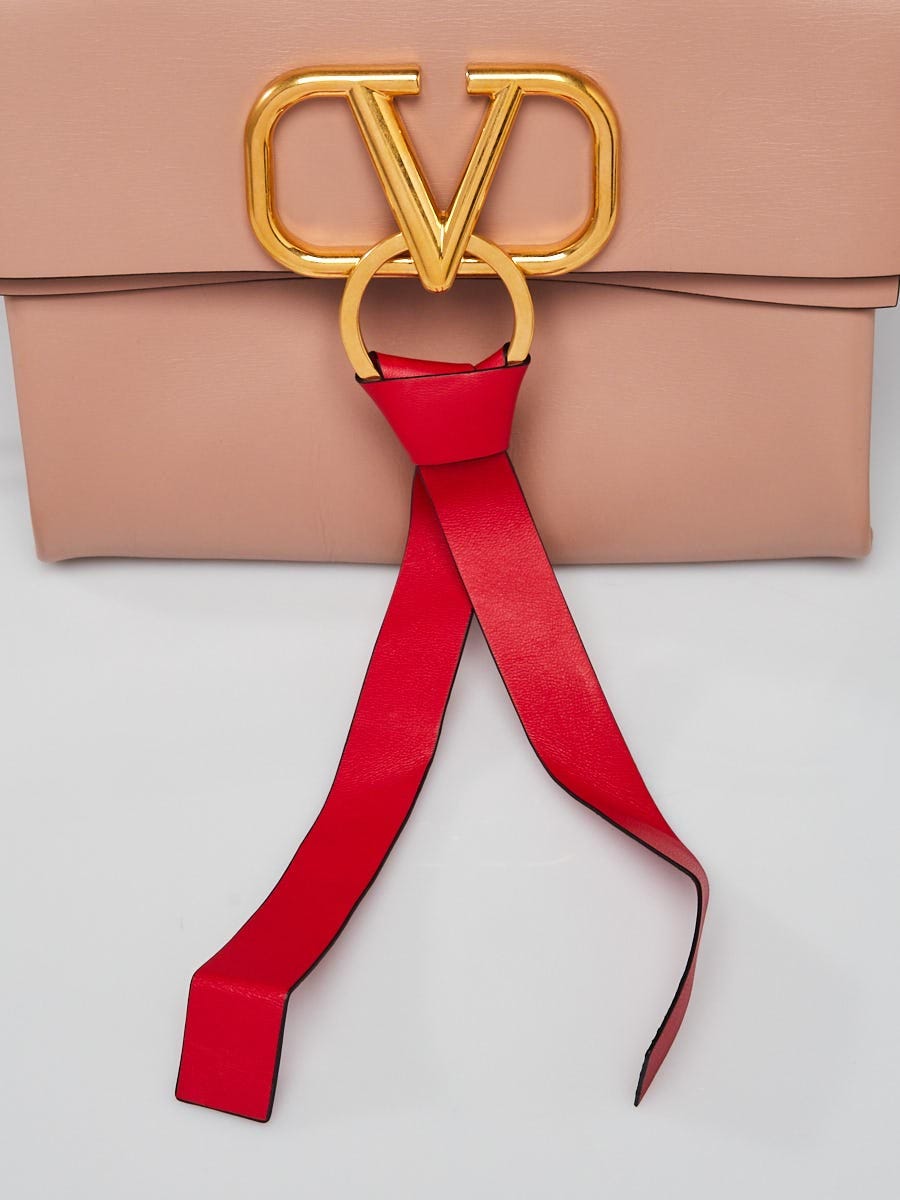Valentino Rose Cannelle Leather V-Ring Shoulder Bag