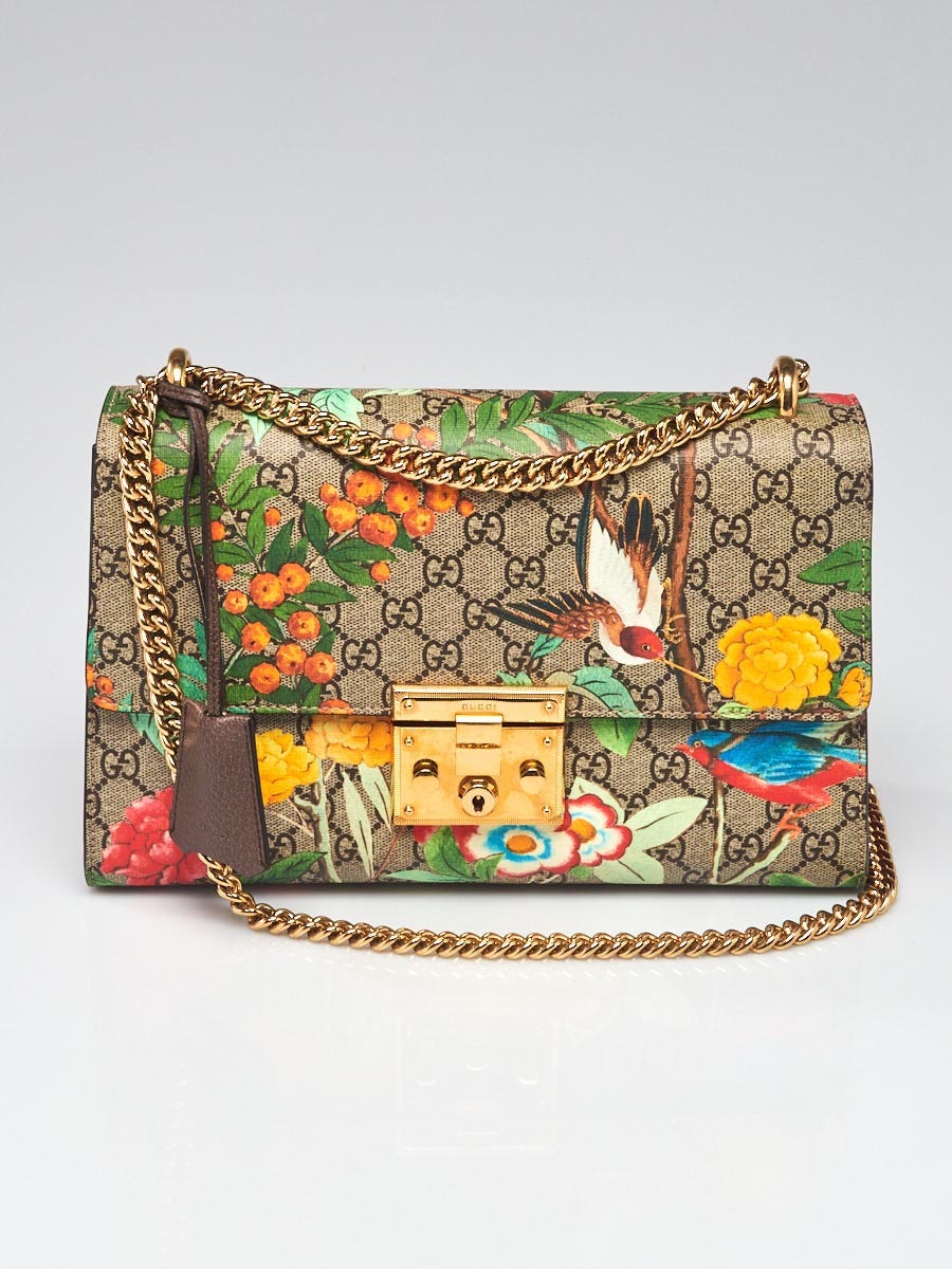 Gucci Beige Multicolore Coated Canvas Tian Padlock Medium Bag - Yoogi's  Closet