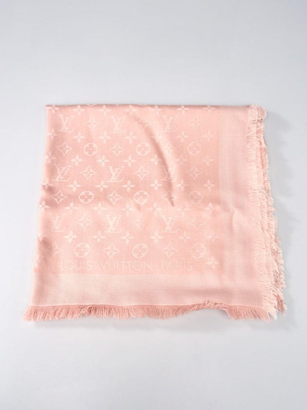 Louis Vuitton Pink Monogram Silk/Wool Shawl Scarf
