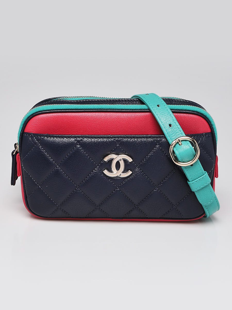 Chanel Tri-Color Quilted Goatskin Leather Small In and Out Camera Case Bag  - Yoogi's Closet