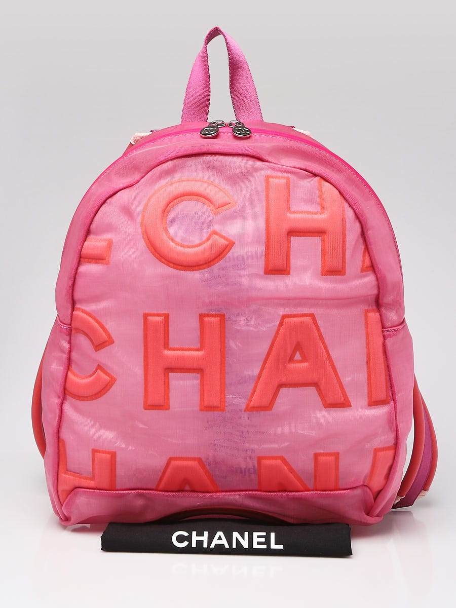 Chanel Pink Mesh CC Logo Backpack Bag - Yoogi's Closet