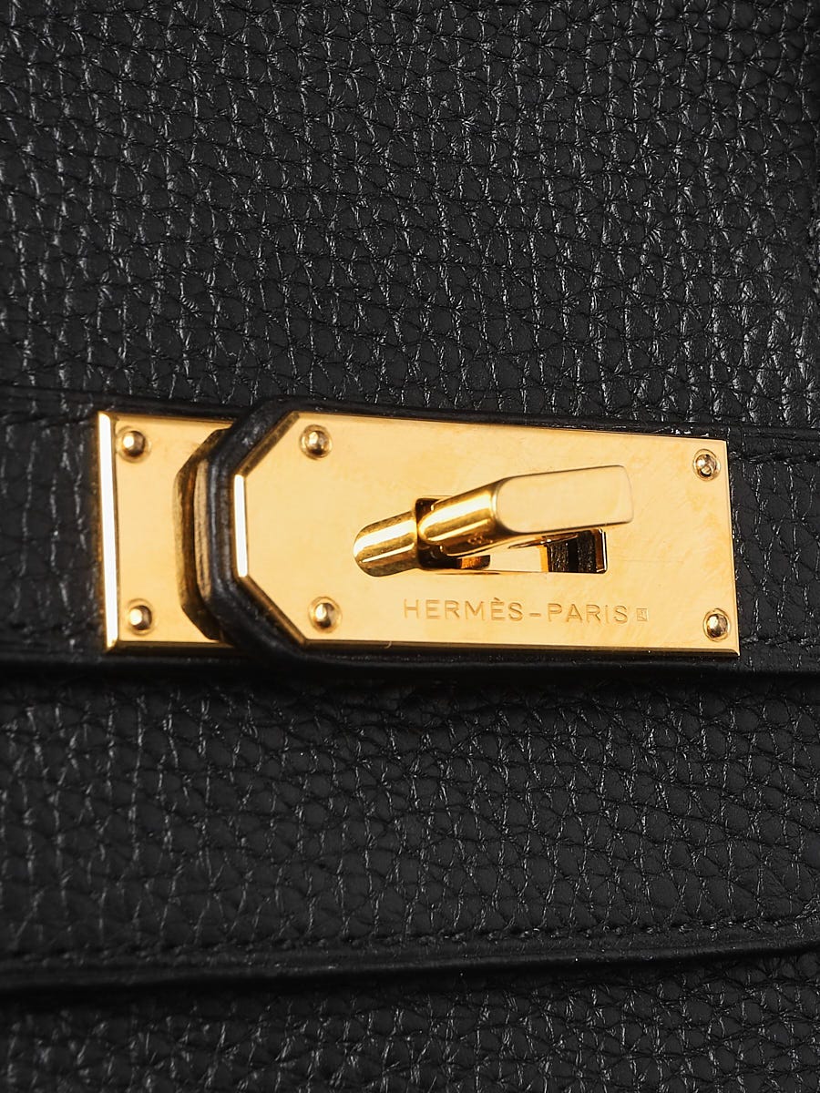Hermes 42cm Black Clemence Leather Palladium Hardware JPG Shoulder