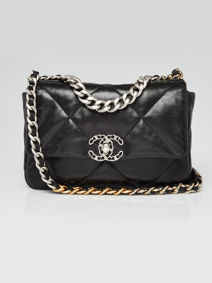 Chanel Black Quilted Lambskin Leather Chanel 19 Flap Bag - Yoogi's Closet