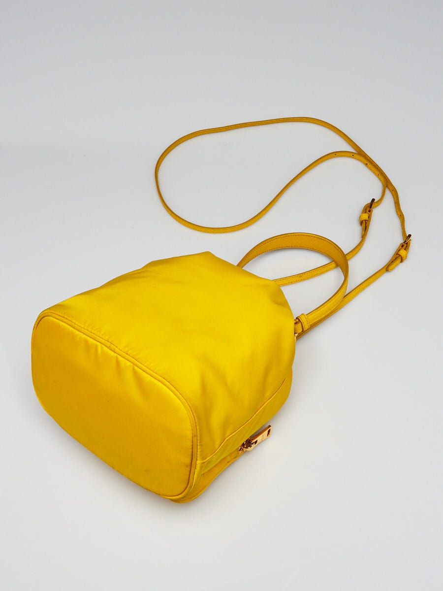 Prada Yellow Nylon and Leather Duet Mini Bucket Bag