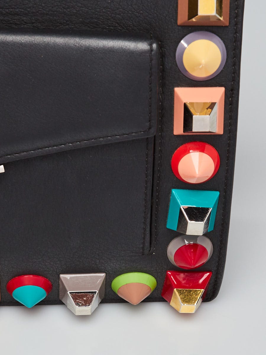 Fendi Black Leather Multicolor Stud Crossbody Bag 8M0369 - Yoogi's Closet