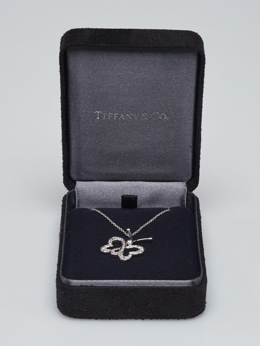 Tiffany & Co. Platinum and Pave Diamonds Butterfly Necklace | Yoogi's Closet