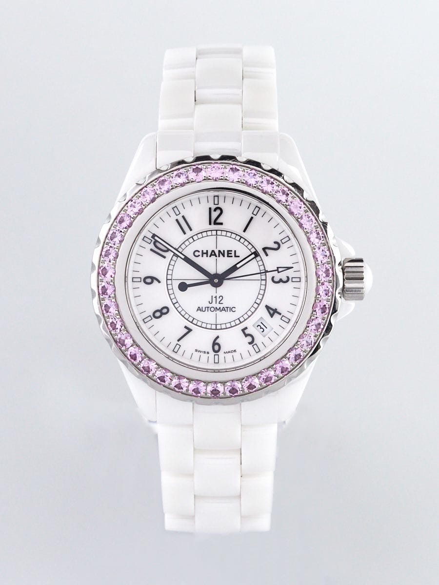 Chanel White J12 Ceramic and Pink Sapphire 38mm Automatic Watch