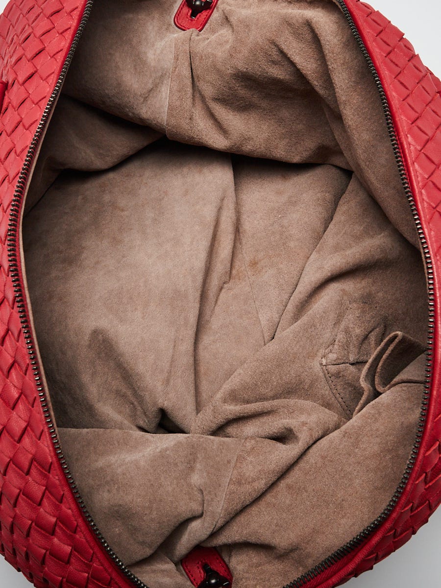 【送料&関税込】Bottega Veneta Tiziano Red Nappa Leather And Bottega Veneta Red Intrecciato Woven Nappa Leather Large