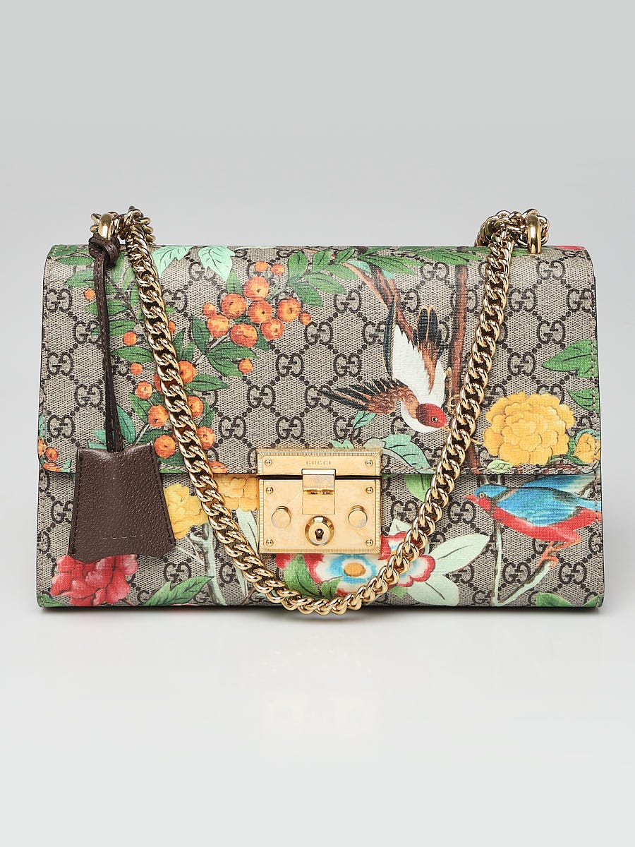 Gucci Beige Multicolore Coated Canvas Tian Padlock Medium Shoulder Bag -  Yoogi's Closet