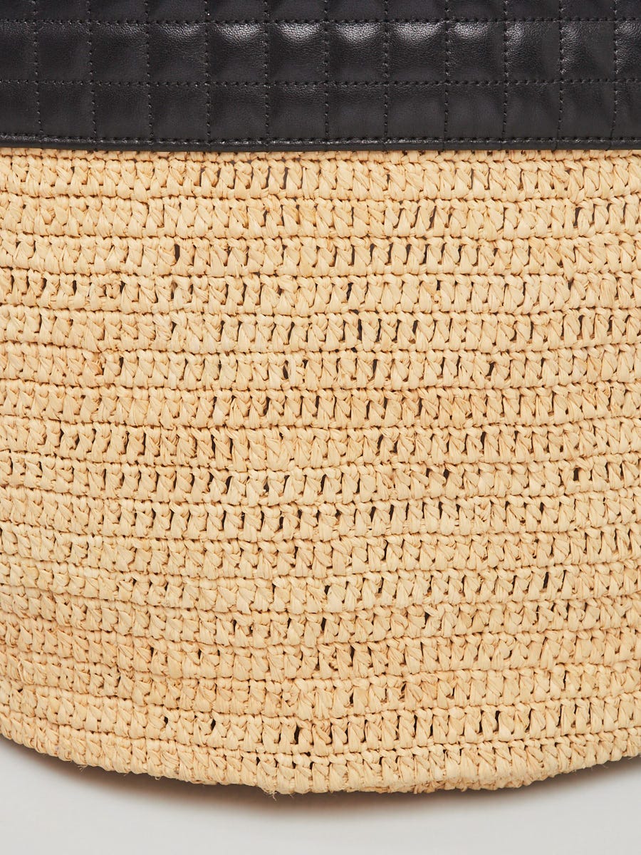 Celine Raffia & Leather Pouch