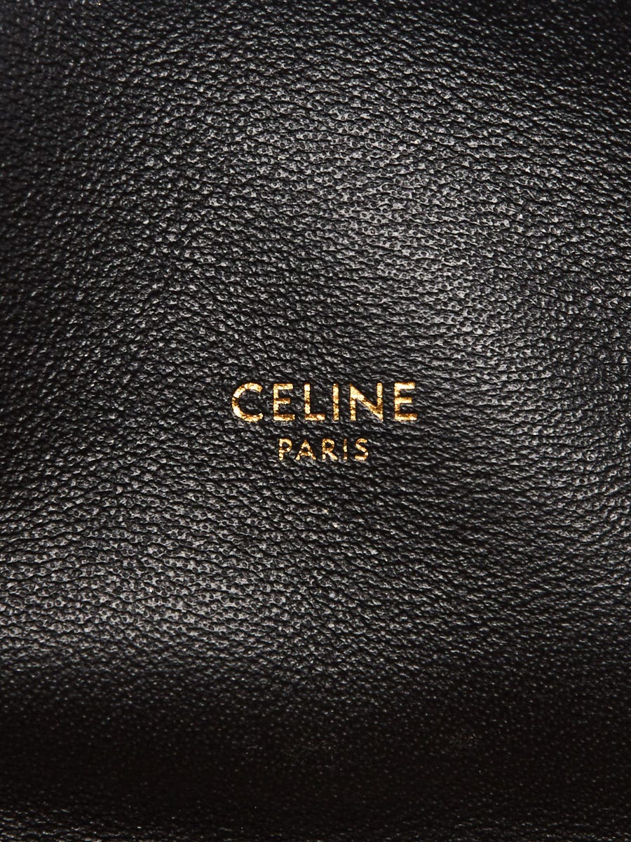 Celine Natural Woven Straw and Black Quilted Leather Tote Bag