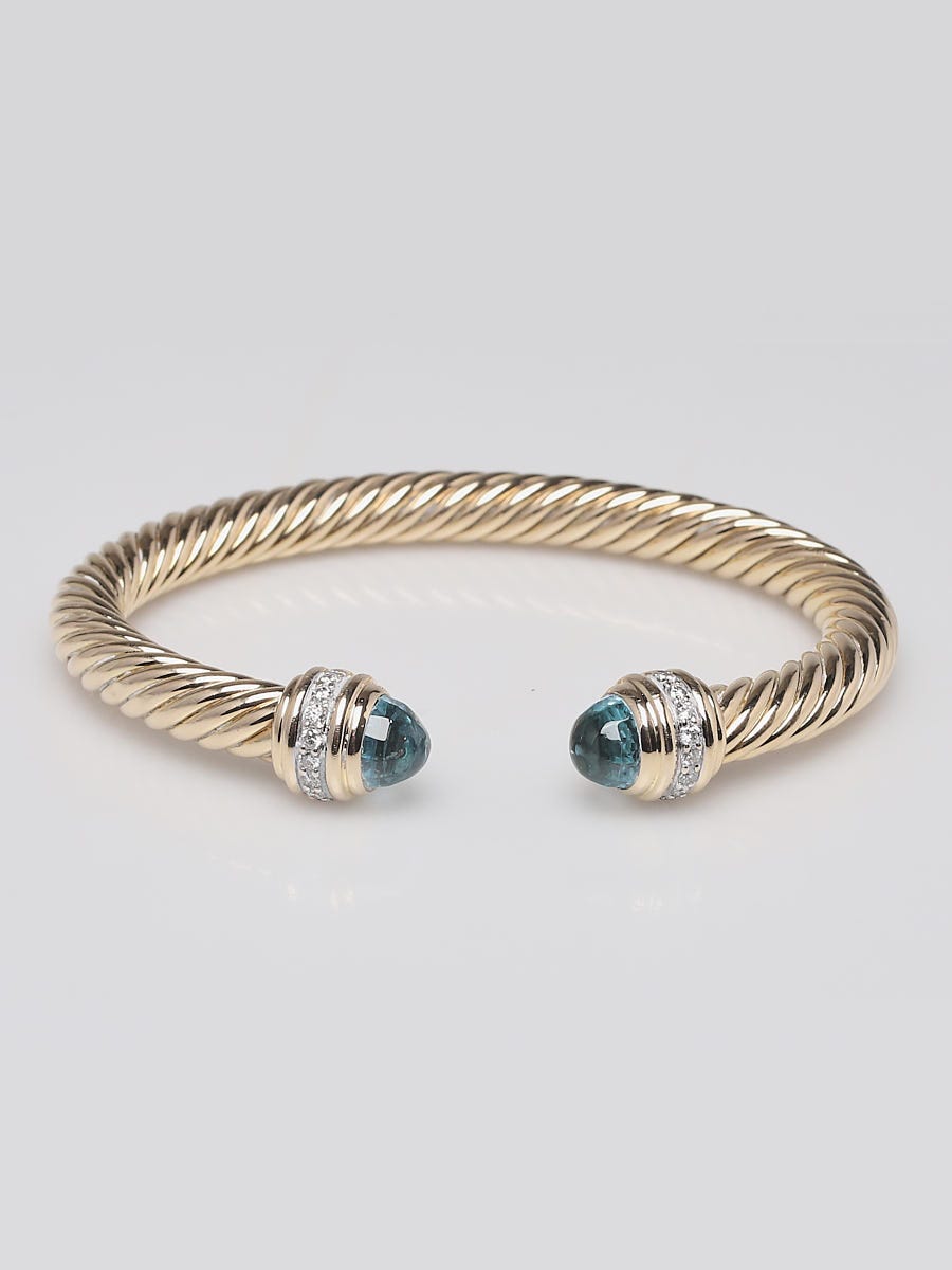 David Yurman Cable Bracelet in 18K Gold with Gold Dome and Diamonds, Size M  – Bailey's Fine Jewelry
