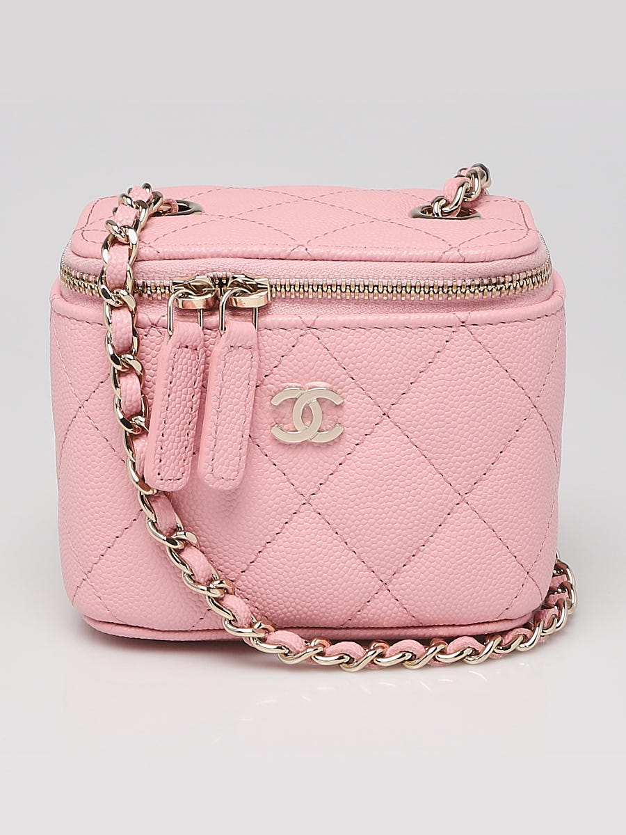 Chanel Pink Quilted Caviar Leather Mini Vanity Case With Chain Bag -  Yoogi'S Closet