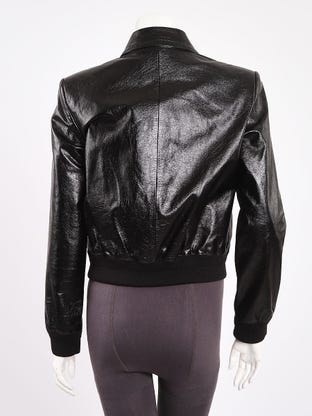 Saint Laurent Black Ysl Pebbled Grained Leather Studded Buckle 44