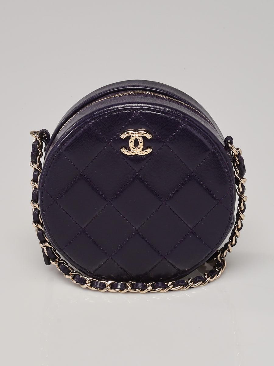 Chanel Purple Quilted Leather Round Crossbody Bag - Yoogi's Closet
