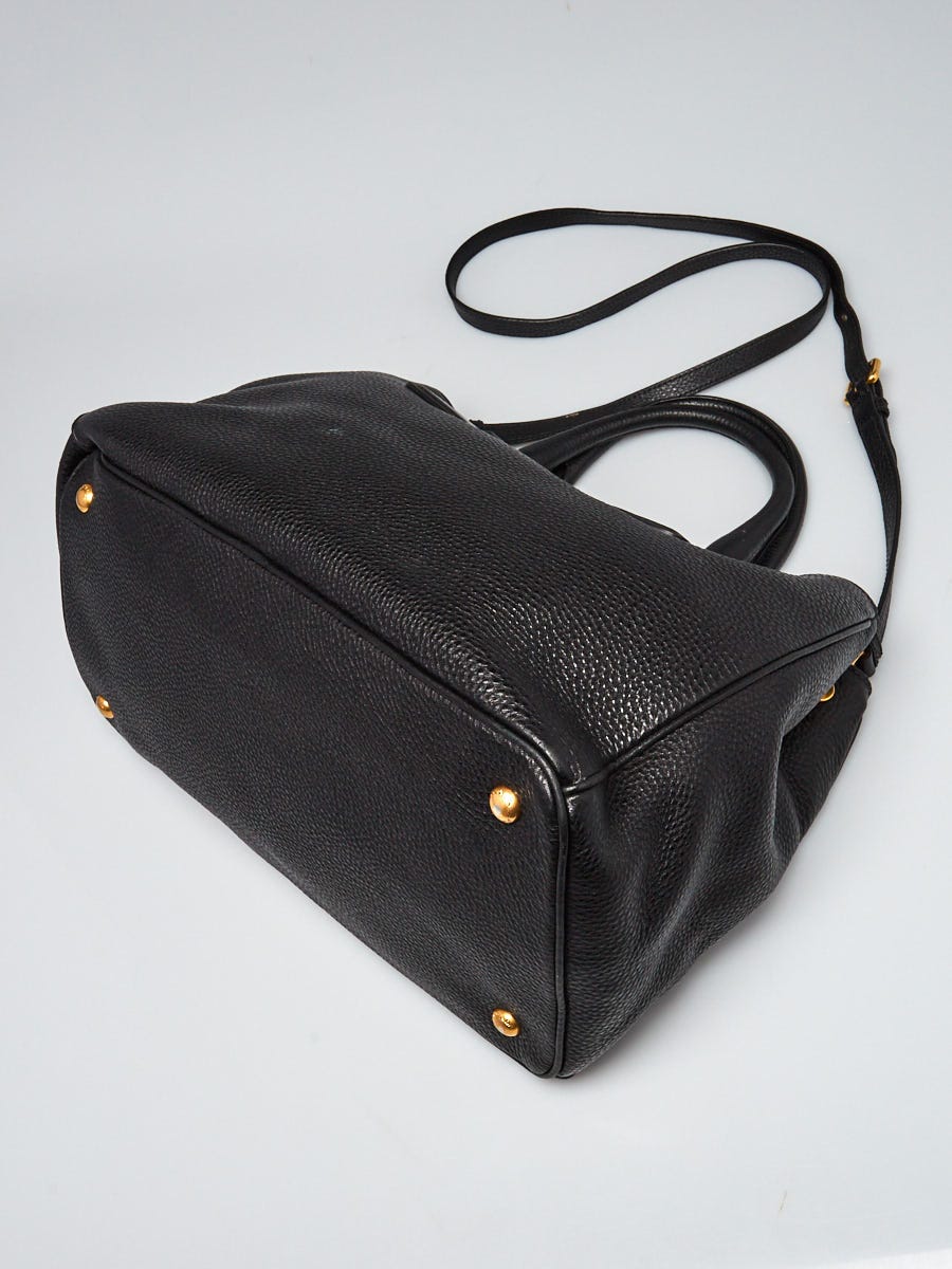 Prada Black Vitello Phenix Bauletto Bag - 1BB086 - Yoogi's Closet