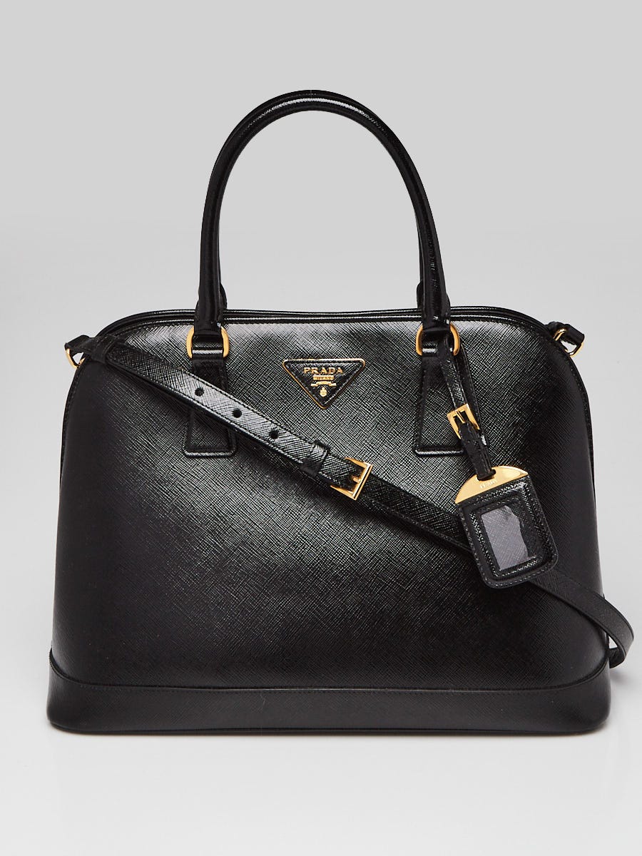 Prada Black Saffiano Vernice Leather Promenade Bag BL0847 - Yoogi's Closet