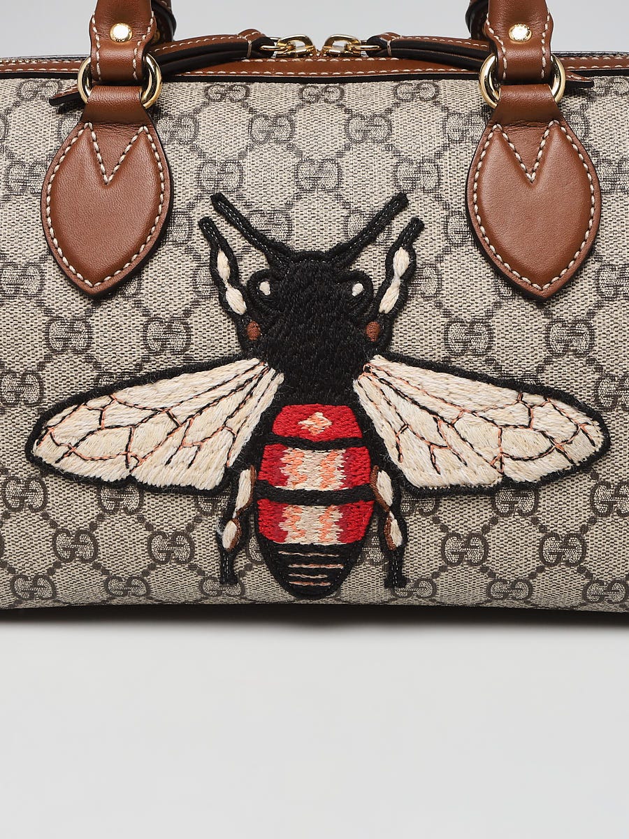 Gucci GG Coated Canvas Supreme Top Handle Small Bee Boston Bag