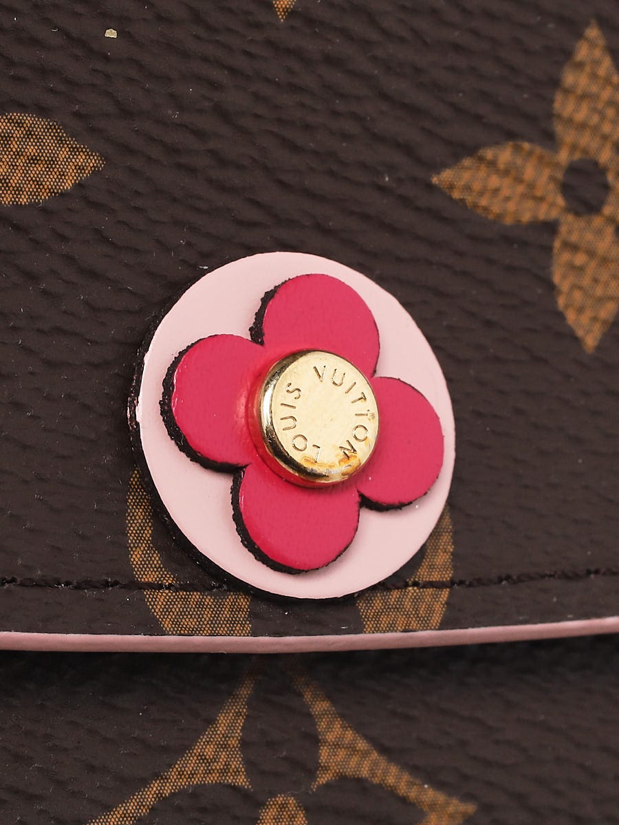 Louis Vuitton Monogram Blooming Flowers Zipped Card Holder Brown Pink Auth