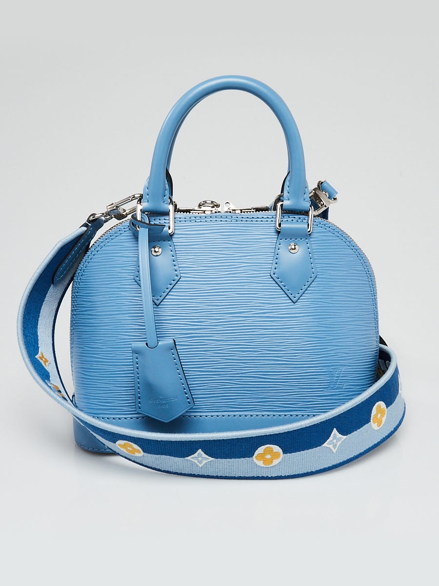 Louis Vuitton Bluet Epi Leather Alma BB Bag w/ Jacquard Strap