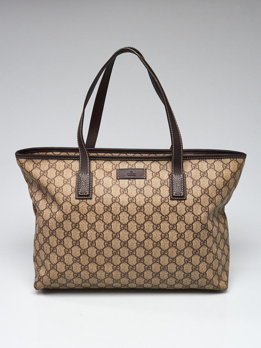 Gucci Beige/Ebony GG Coated Canvas Medium Tote Bag | Yoogi's