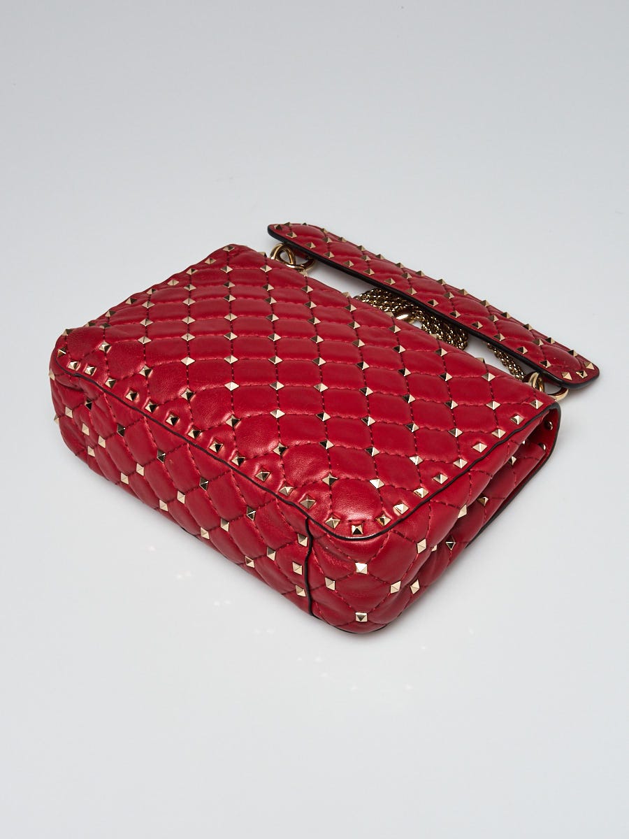 Valentino Small Spikeme Quilted Leather Bag Red - MyDesignerly