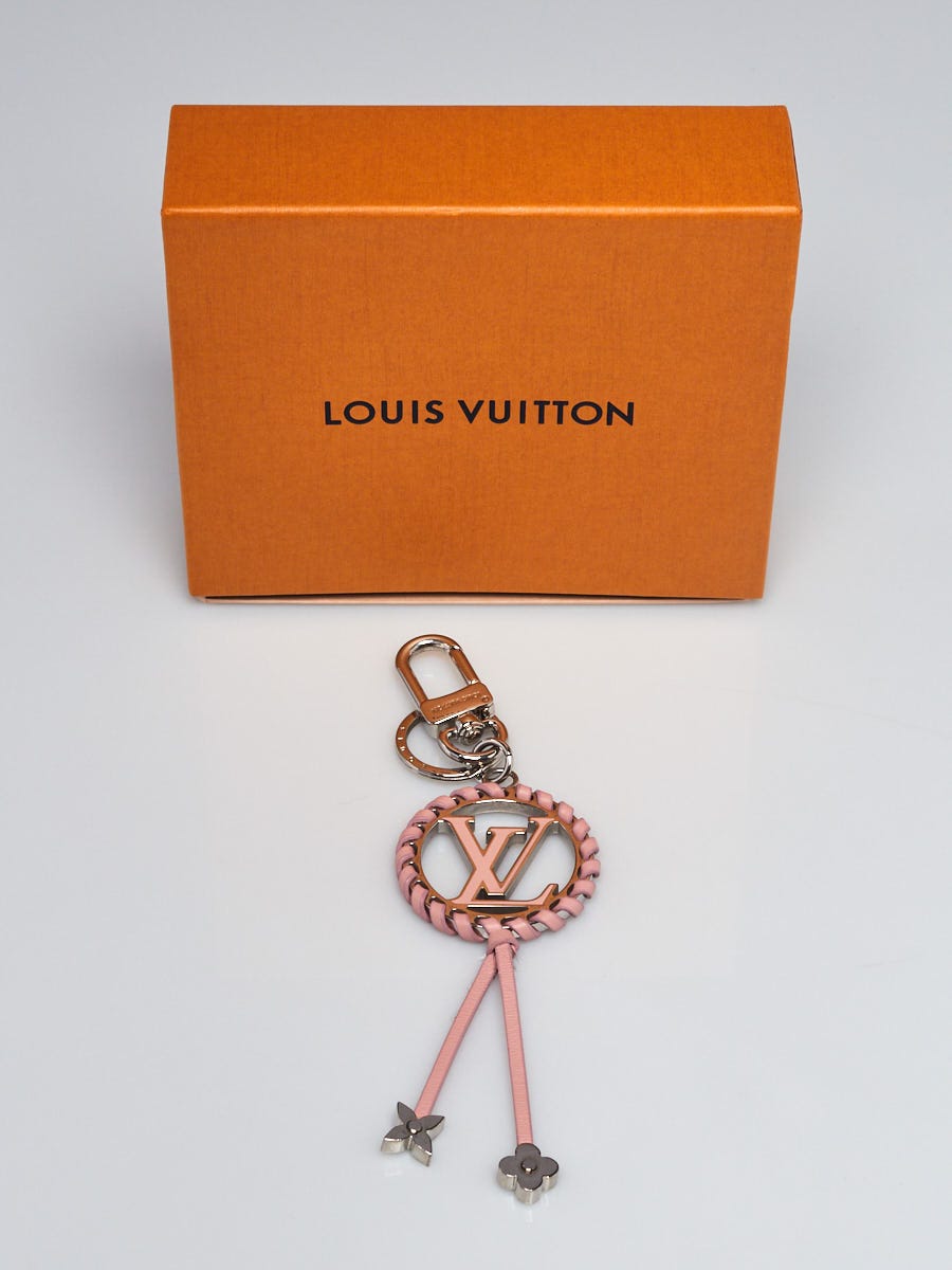 Louis Vuitton Silvertone Metal and Pink Leather Very Key Holder and Bag Charm