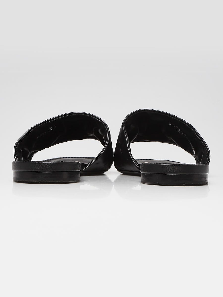 Louis Vuitton Black Monogram Leather Revival Flat Mule Sandals