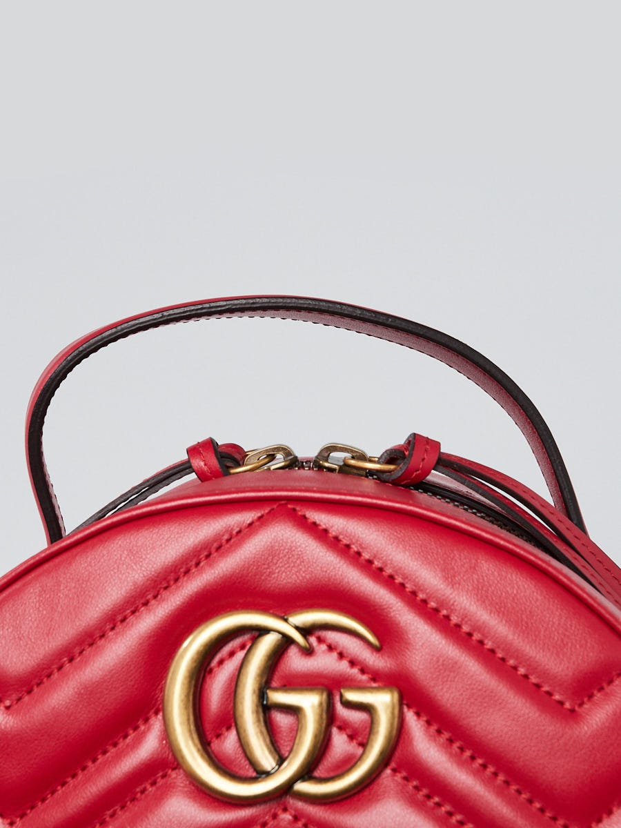 Gucci Red Chevron Leather Marmont Backpack Bag Yoogi s Closet