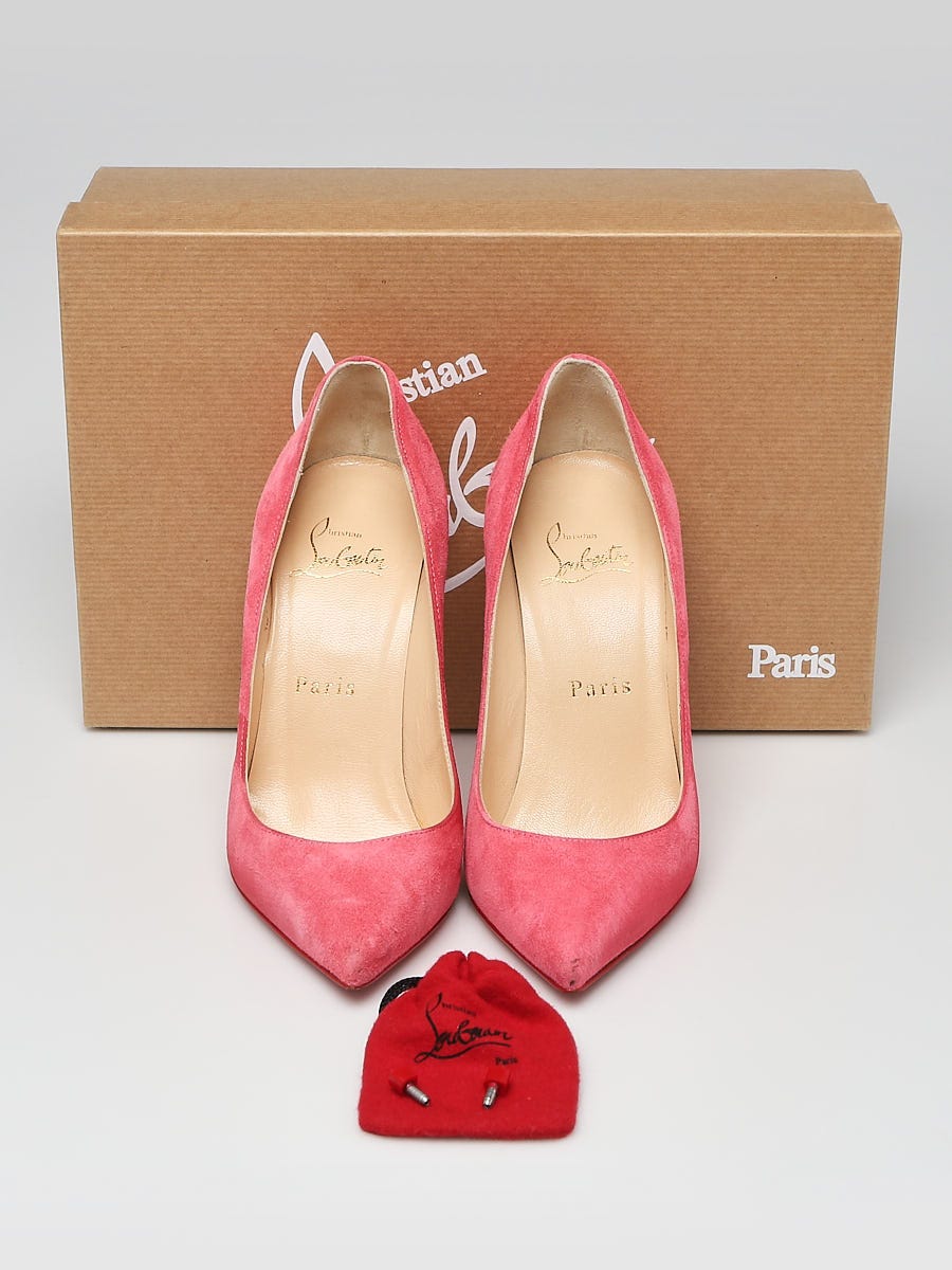 Christian Louboutin Begonia Suede Pigalle Follies 100 Pumps Size 4.5/35