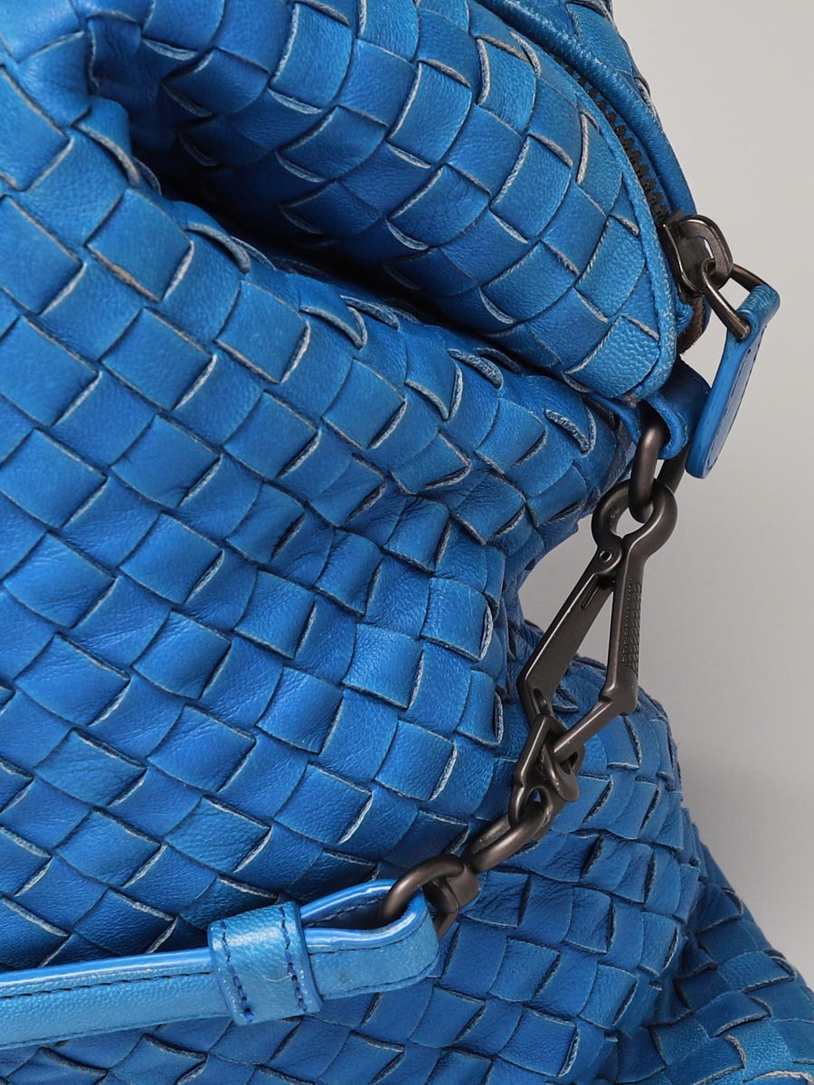 Bottega Veneta Navy Blue Intrecciato Woven Nappa Leather Shoulder