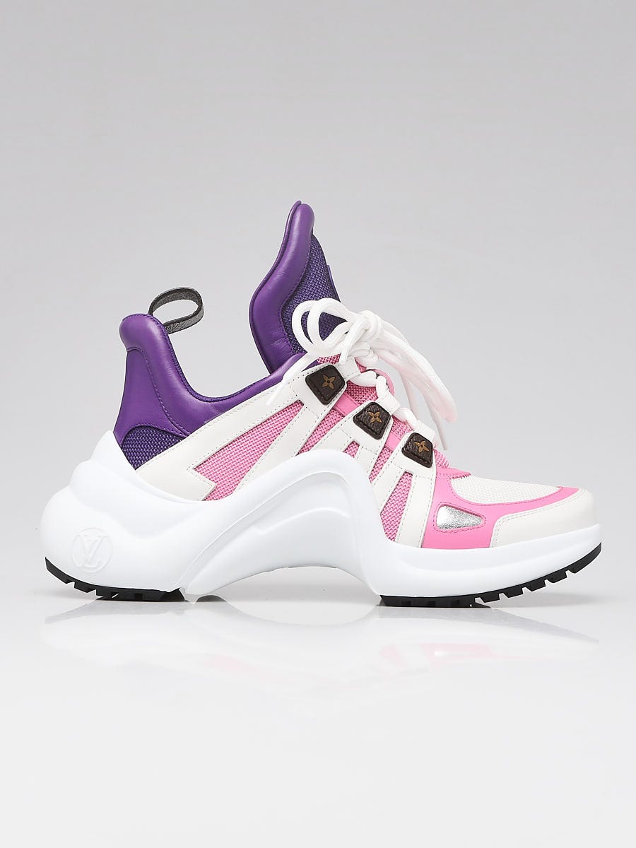 Louis Vuitton White/Pink/Purple Leather Monogram Canvas Archlight Sneaker  Size 6.5/37 - Yoogi's Closet