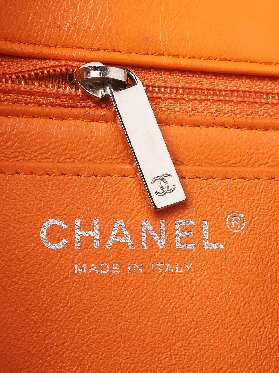 Chanel Orange Quilted Patent Leather Classic Square Mini Flap Bag