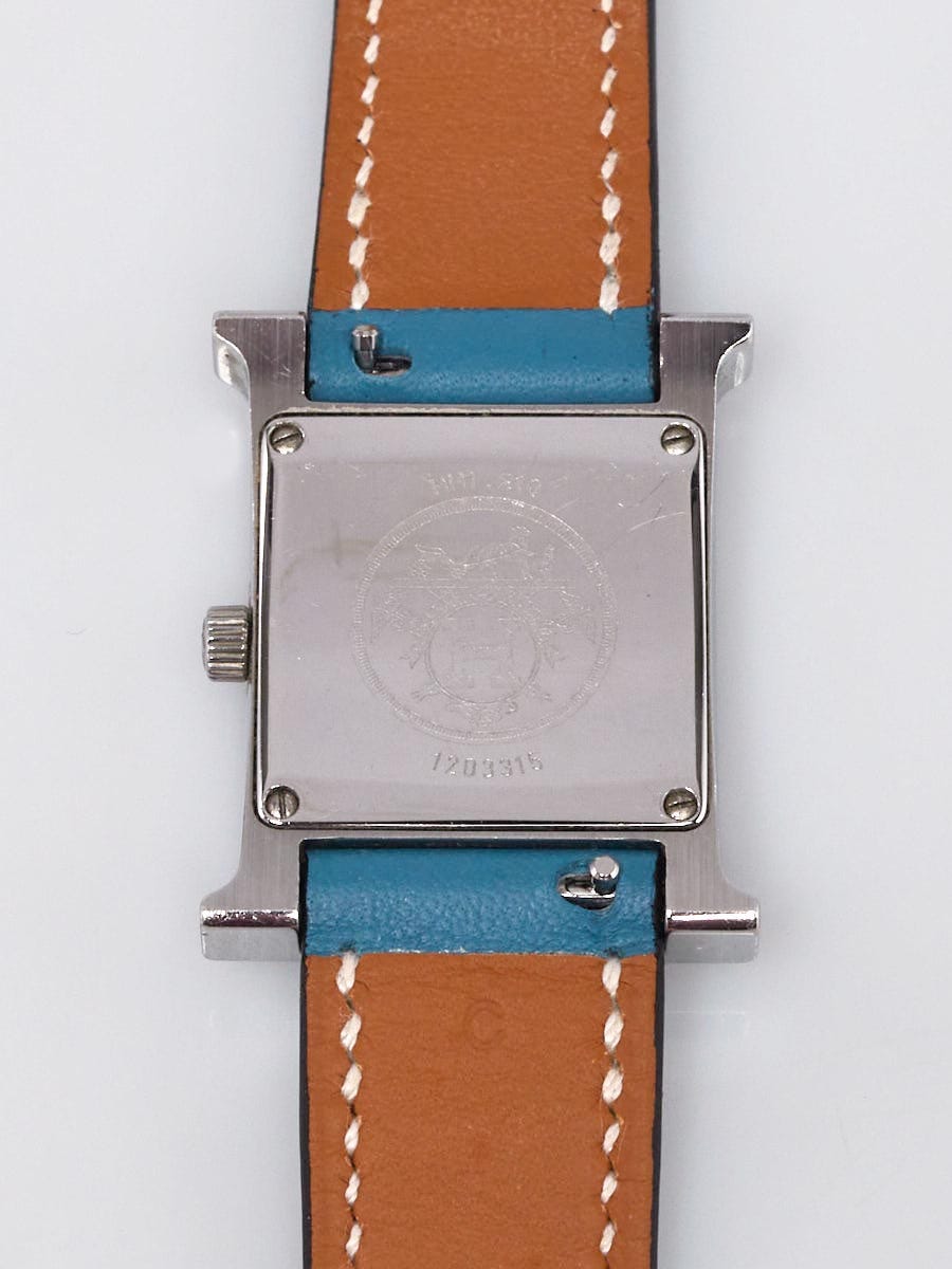 Hermes H Watch Wristwatch Silver Etoupe Hh1.210 Quartz Dial Ladies Vintage
