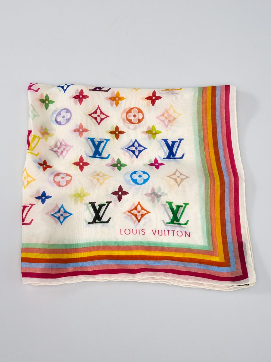 Louis Vuitton White Monogram Multicolore Silk Square Scarf