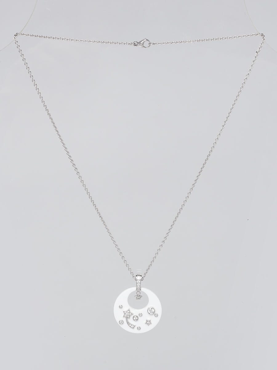 Chanel 18K White Gold Ceramic and Diamonds Comete Star Necklace