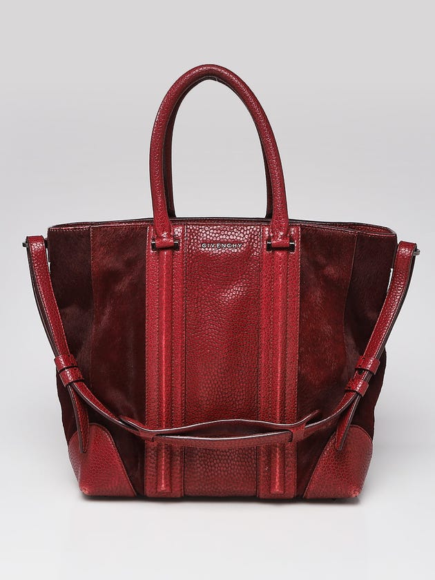 Givenchy Bordeaux Pony Hair and Lizard Medium Lucrezia Tote Bag