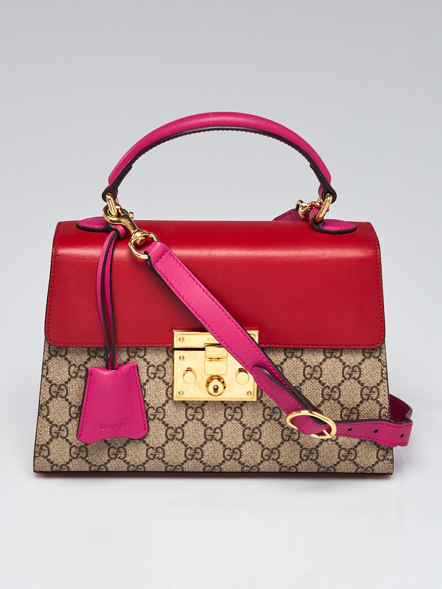 Gucci Red/Pink GG Supreme Coated Canvas and Leather Signature