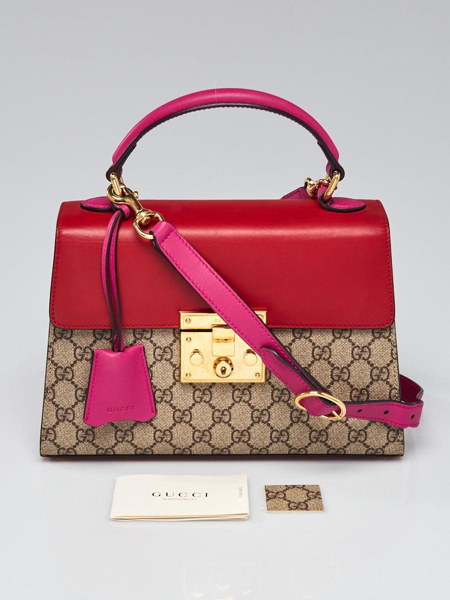 Gucci Red/Pink GG Supreme Coated Canvas and Leather Signature 
