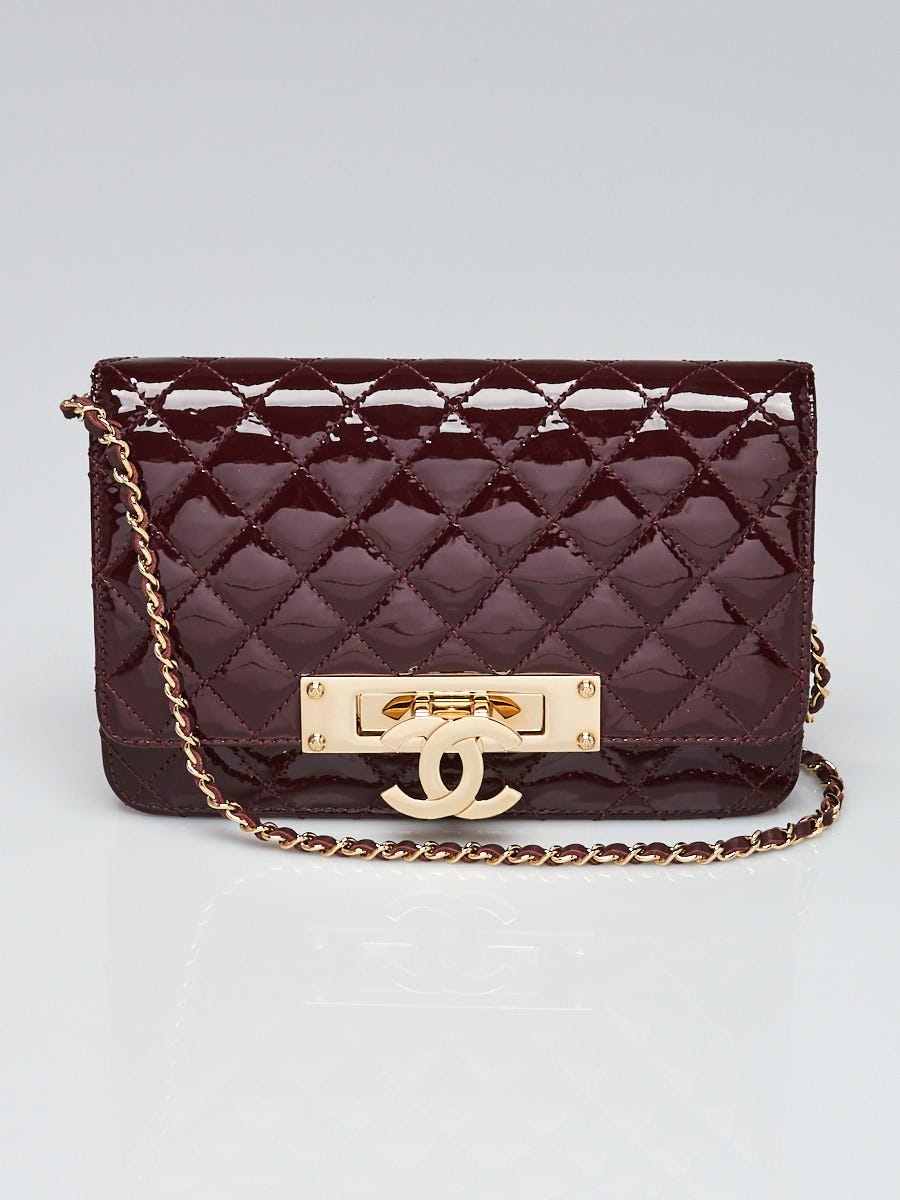 Burgundy patent 2025 clutch bag