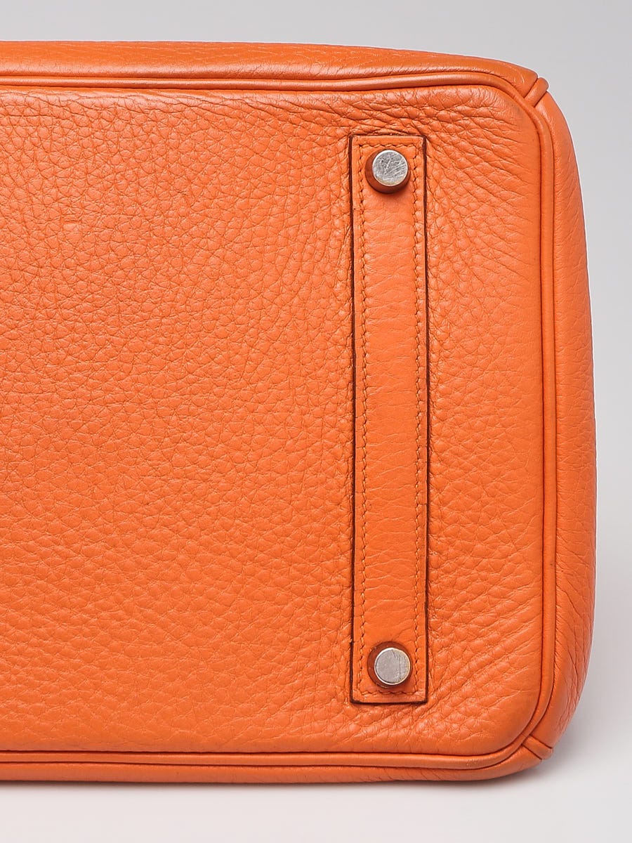 Hermes SHW Birkin 35 Hand Bag Taurillon Clemence Leather 口R/Orange