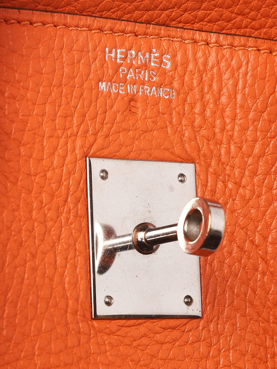 Hermes 35cm Bougainvillea Clemence Leather Palladium Plated Birkin Bag