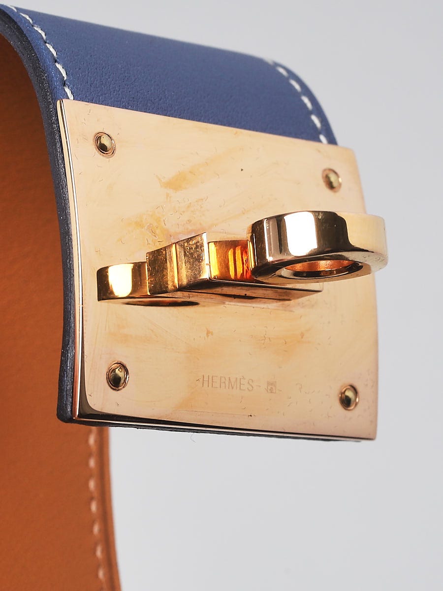 HERMÈS Kelly Dog Bracelet in Blue Swift leather with Gold hardware-Ginza  Xiaoma – Authentic Hermès Boutique
