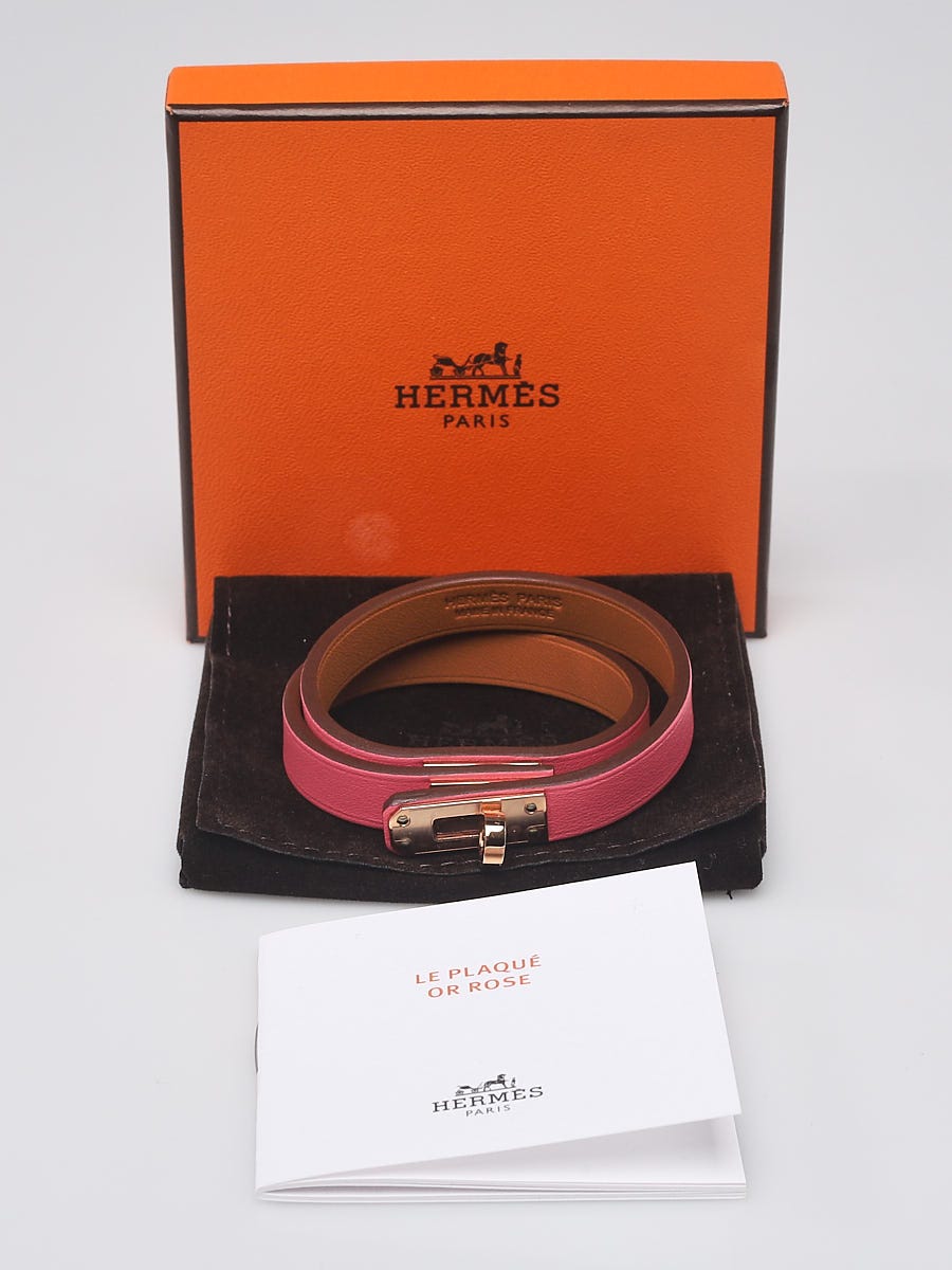 Hermès Hermes Kelly lined Tower Rose Azalea Bracelet Pink Leather  ref.111736 - Joli Closet