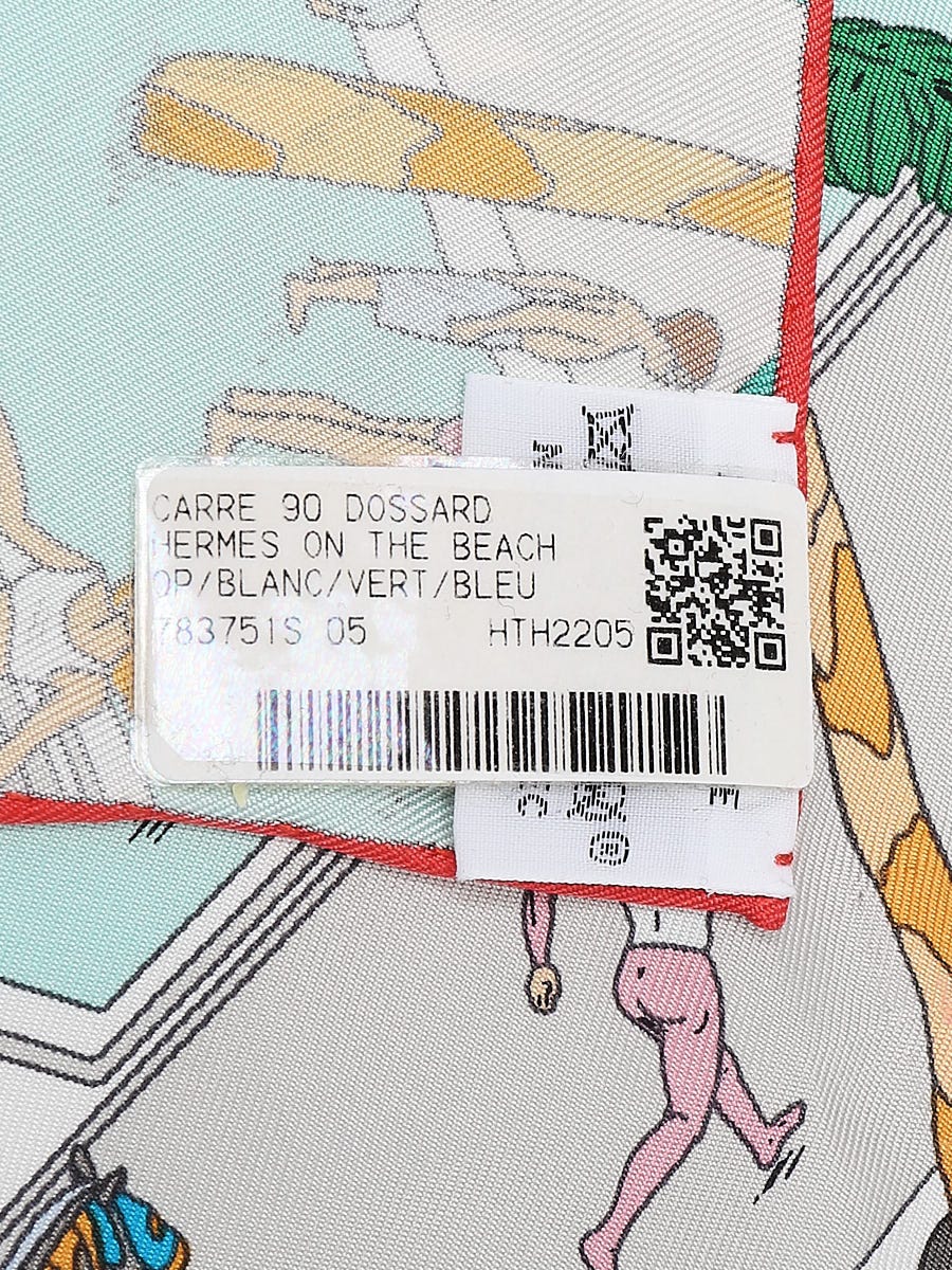 Hermes Multicolor Printed Silk 'Hermes on the Beach' Carre 90