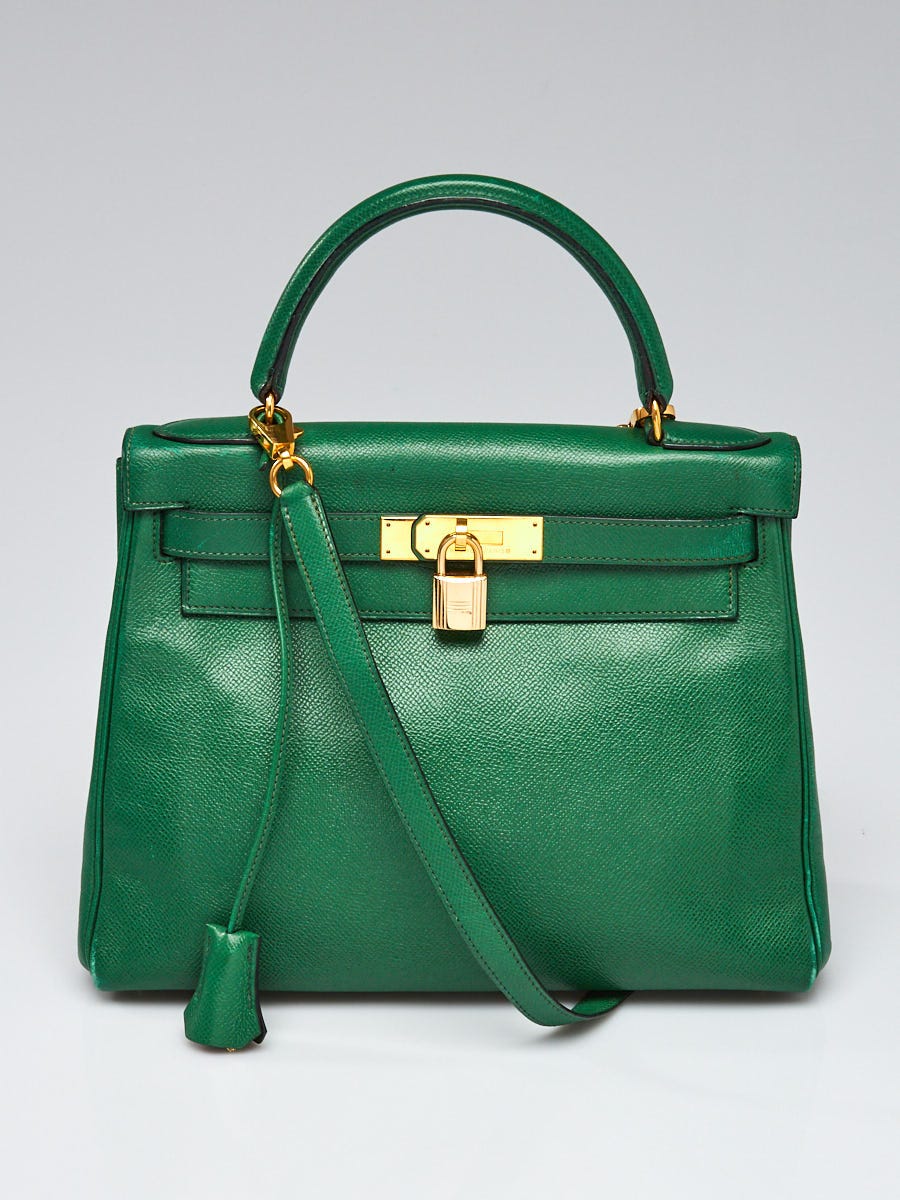 HERMES Kelly 28 Bag Couchevel Green