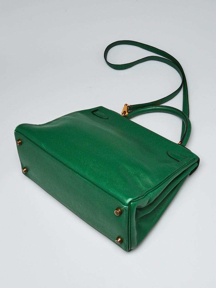 Hermes Bi-Color Vert Fonce/Soleil Courchevel Leather Gold Plated Evelyne GM  I Bag - Yoogi's Closet
