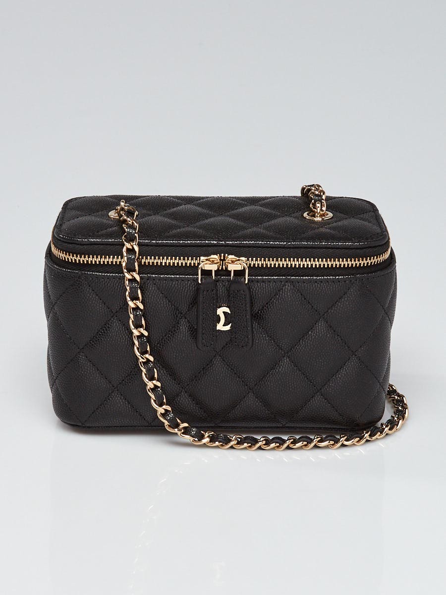 Chanel Black Quilted Caviar Leather Small Vanity Case with Chain Bag -  Yoogi's Closet